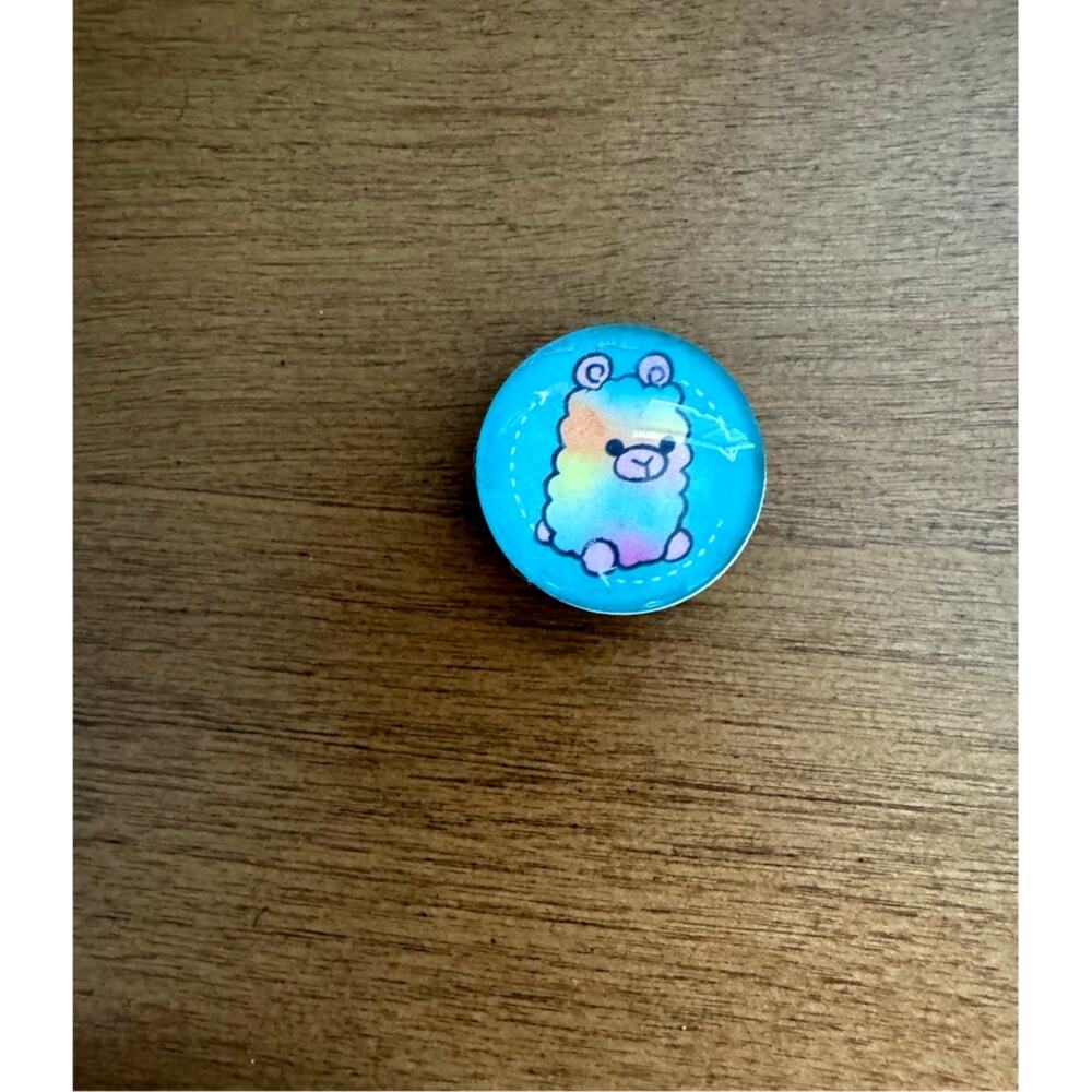 *Handmade Magnet* The Woobles Rainbow Pastel Gertrude the Llama Glass Magnet